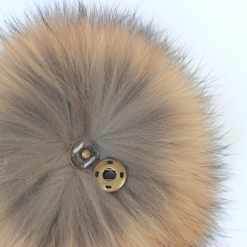 Chunxiao DIY Raccoon Fur Pom Pom Ball with Press Snap Button for Knitted Hat Beanie Hats, Detachable Natural - Image 5
